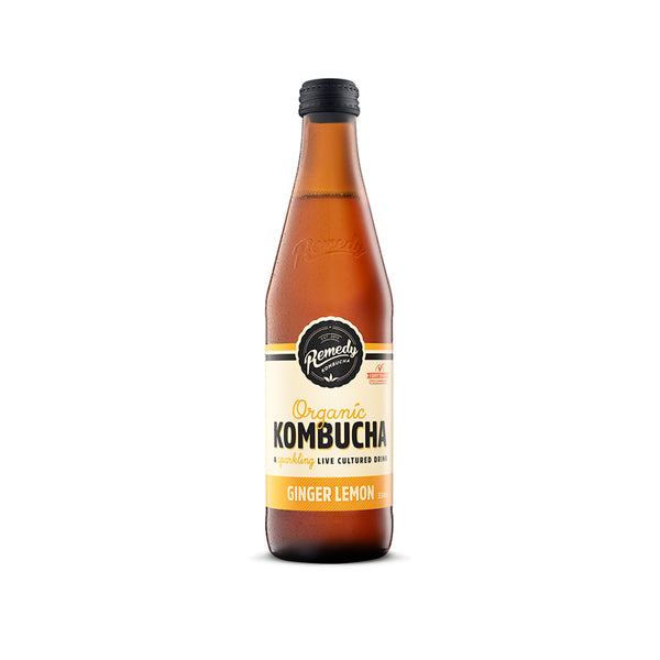 Remedy Organic Ginger Lemon Kombucha Glass Bottle 330ml