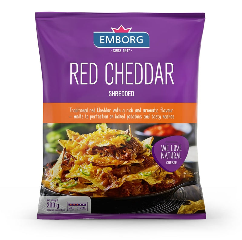 Emborg Red Cheddar Shredded Cheese 200g