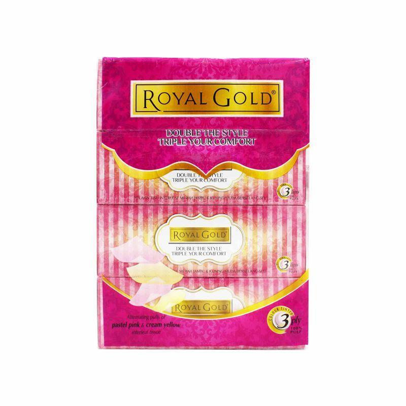 Royal Gold Twin Tone Interleaf Facial Tissue 80pulls x 4boxes
