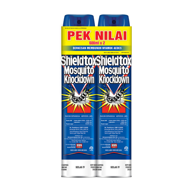 Shieldtox Mosquito Spray Aerosol 600ml x 2