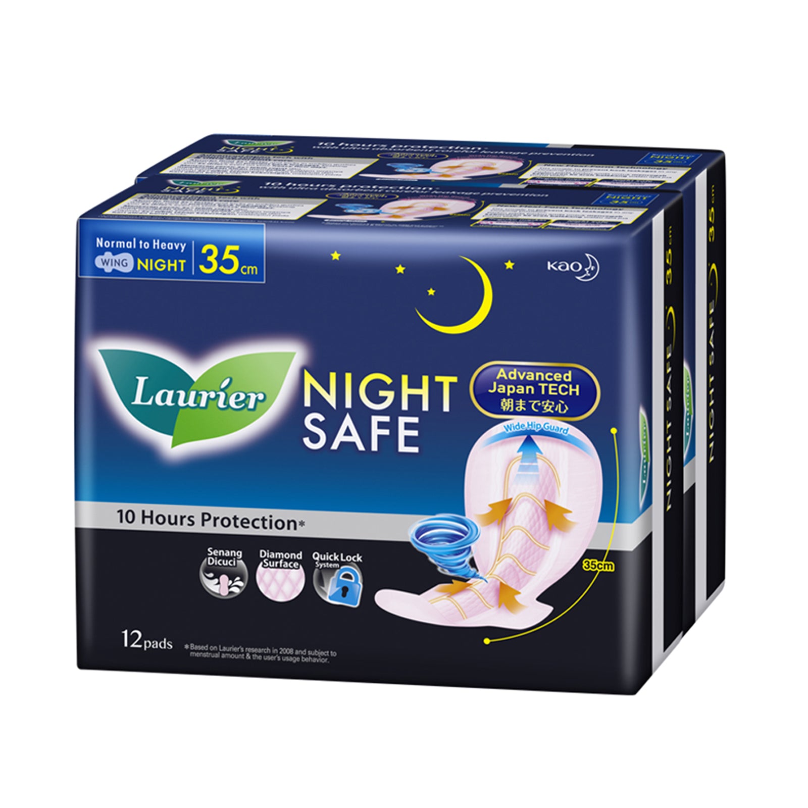 Laurier Nightsafe Wing Pad 35cm 12pcs x 2