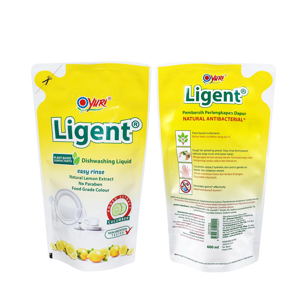 Ligent Lemon Dishwashing Refill 600ml x 2