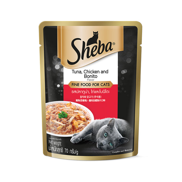 Sheba Pouch Tuna And Chicken With Bonito Flake Flavour Wet Cat Food 70g (highest price)