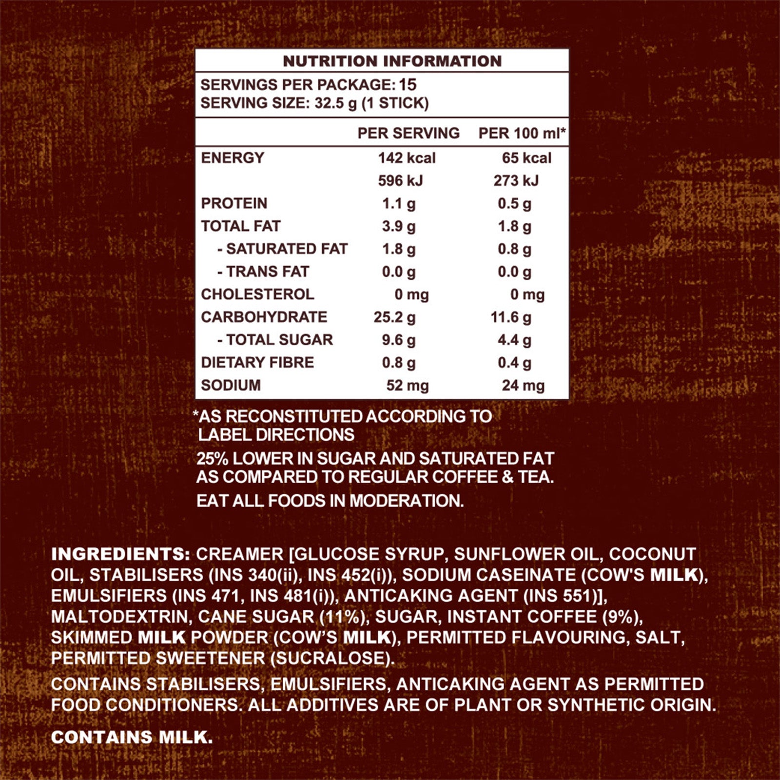 Old Town Cane Sugar Instant 3in1 Premix White Coffee 32.5g x 15