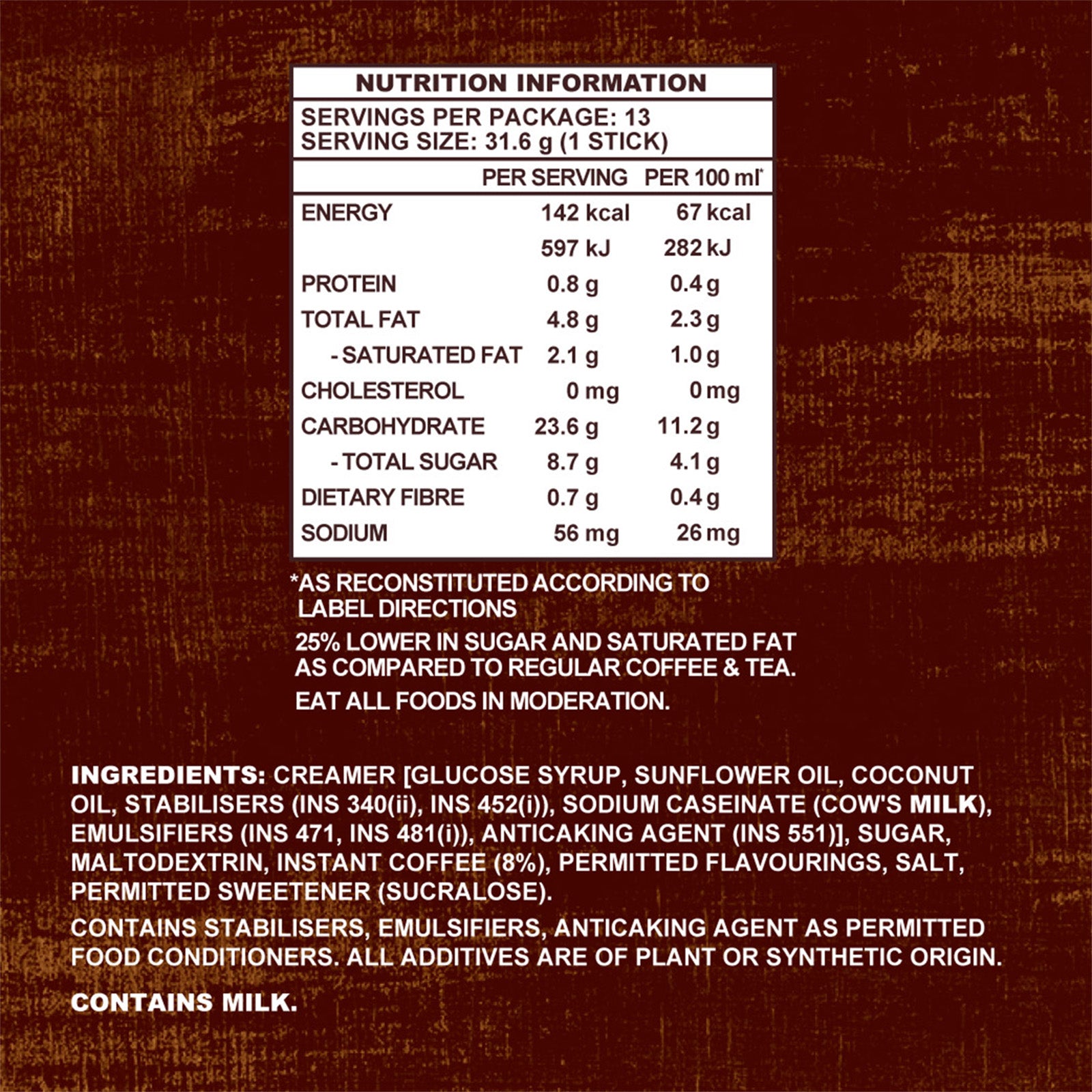 Old Town Less Sugar Instant 3 in 1 Premix White Coffee 31.6g x 15