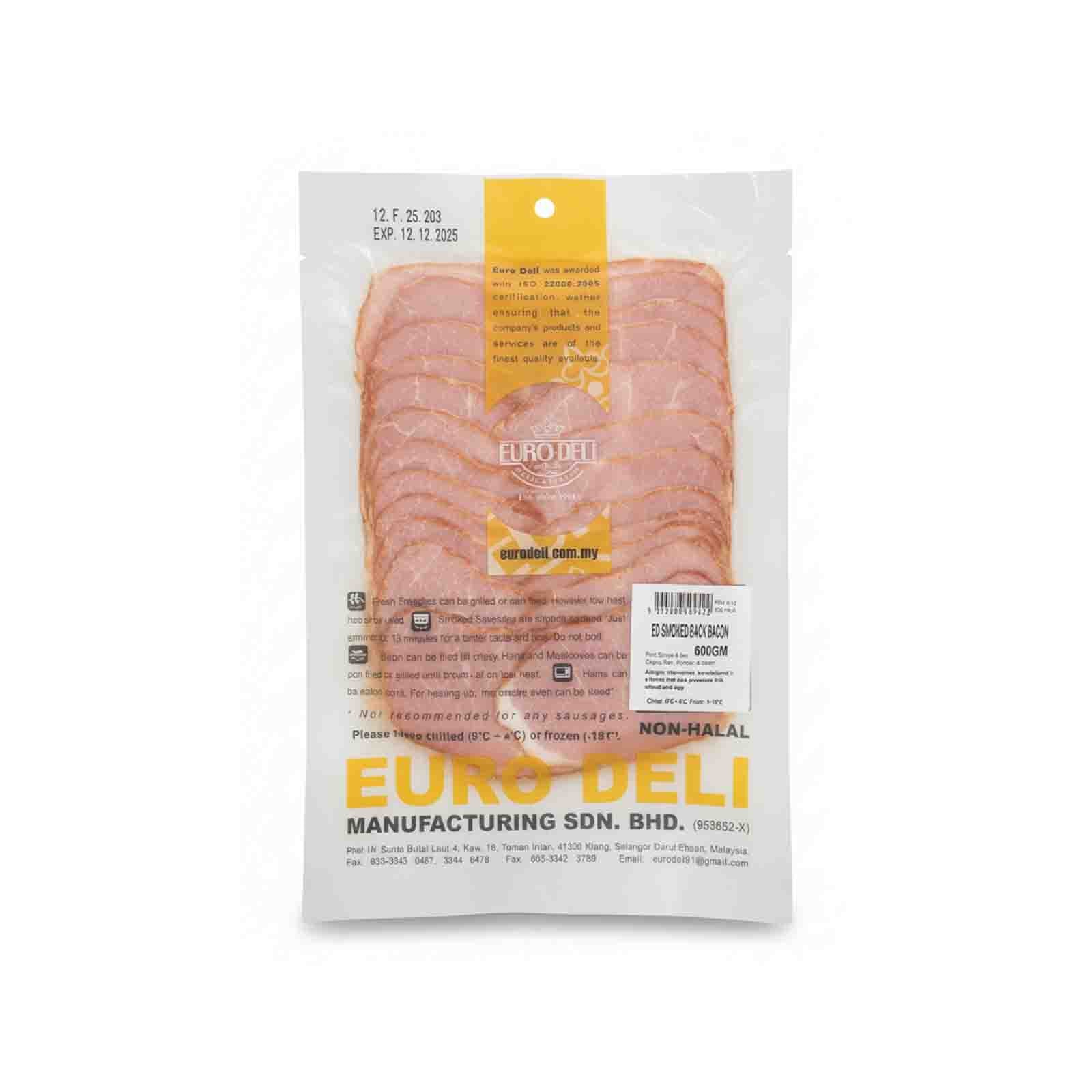 [NON-HALAL] Euro Deli Smoked Back Bacon 500g