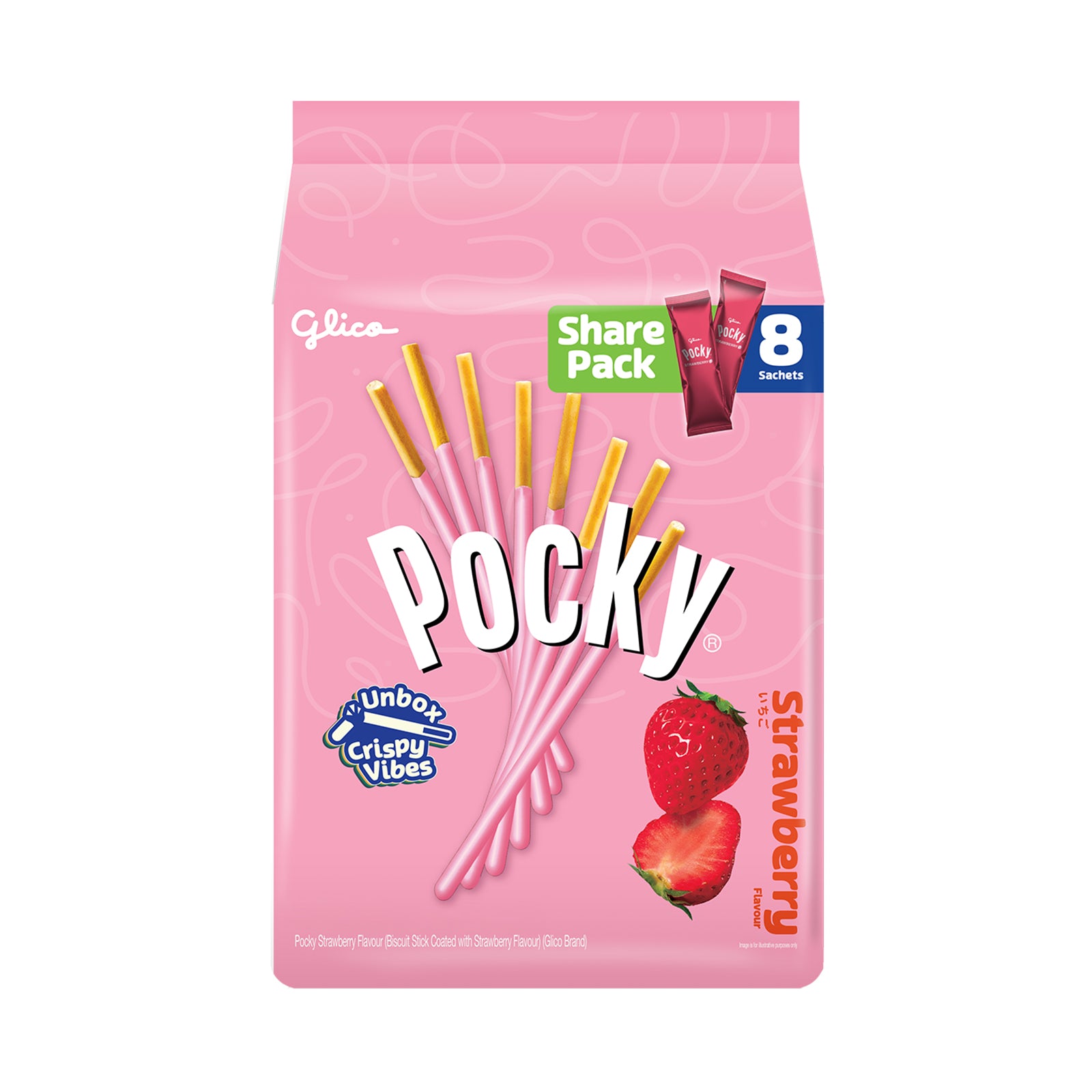 Glico Pocky Biscuit Stick Family Pack Strawberry Flavour 21g x 8
