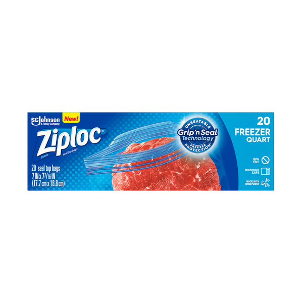 Sc Johnson Ziploc Seal Freezer Bags Quart 17.7cm x 18.8cm 20pcs/pack (highest price)