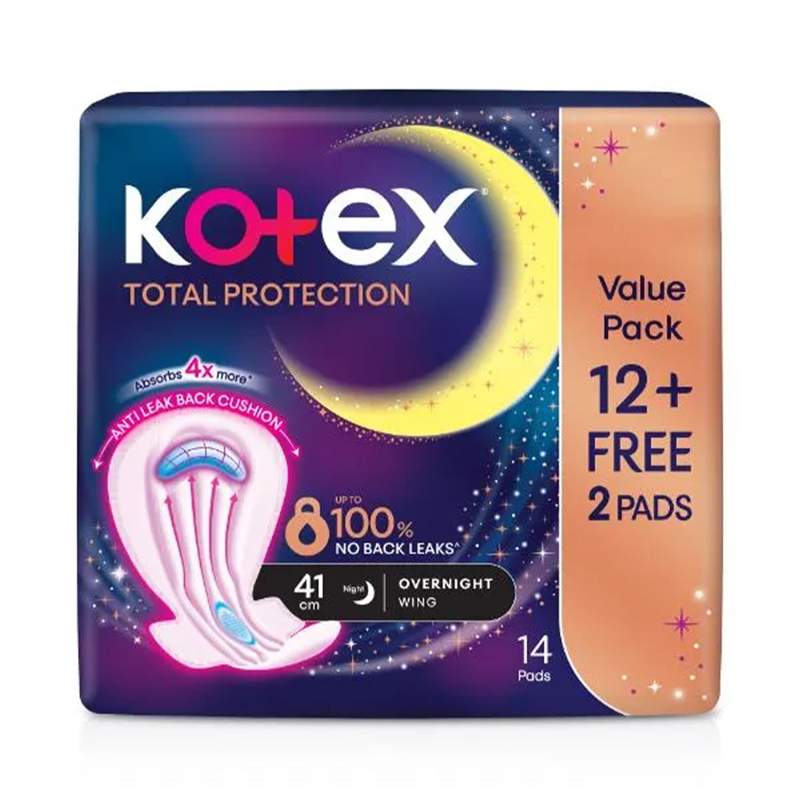 Kotex Proactive Guard Overnight Wings Pads 41cm 12sheets