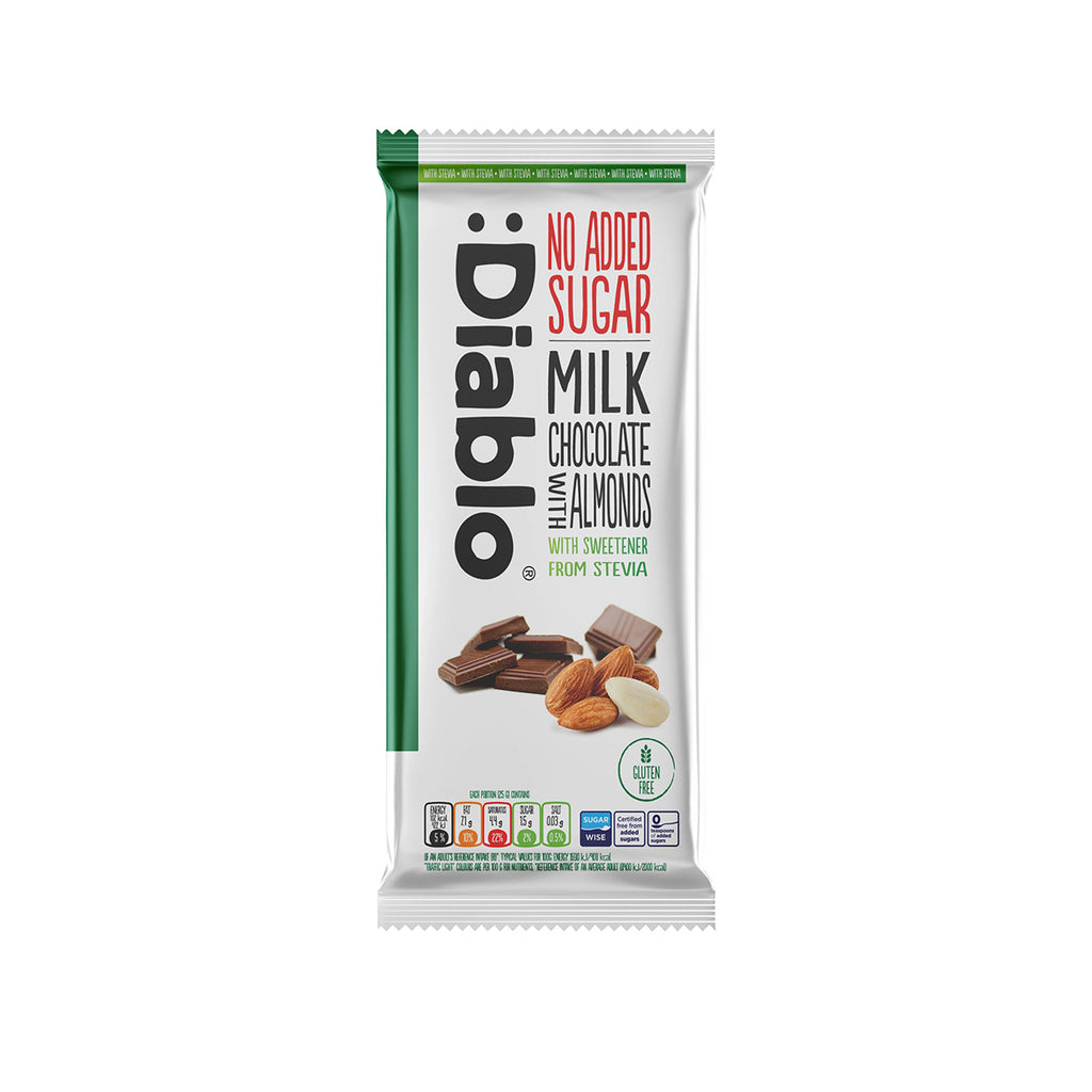 Diablo Stevia Milk Chocolate Almond 75g
