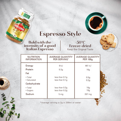 Moccona Espresso Style Intensity 10 Freeze Dried Instant Coffee 200g