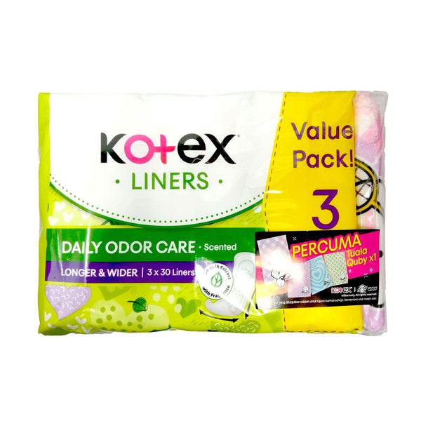 Kotex Fresh Long and Wider Daun Sirih 30sheets x 3