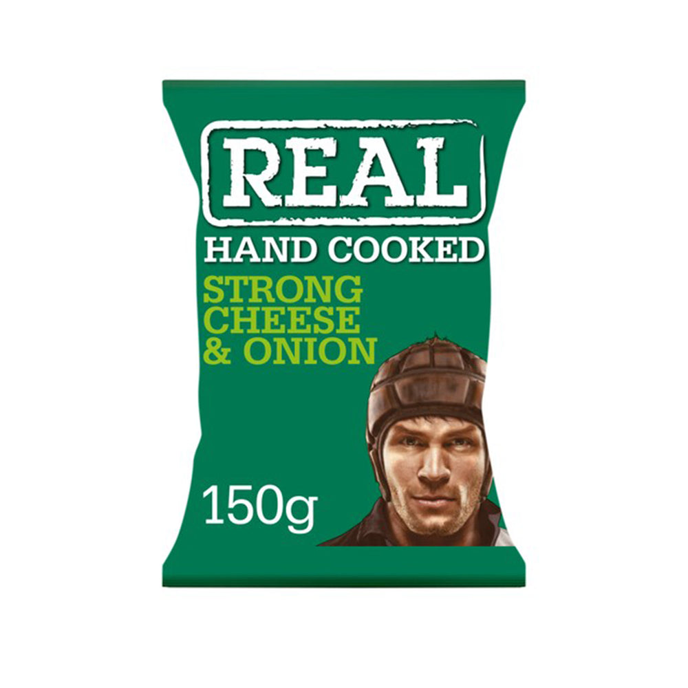 Real Handcooked Strong Cheese Onion Potato Crisps 150g