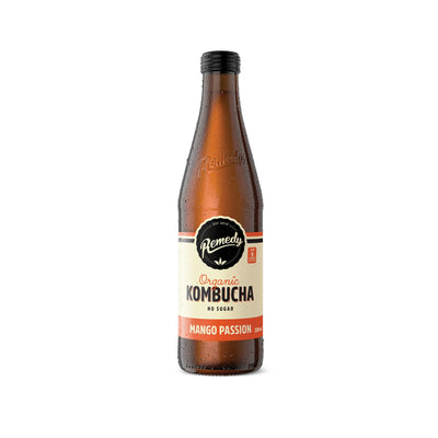 Remedy Organic Mango Passion Kombucha Bottle 330ml