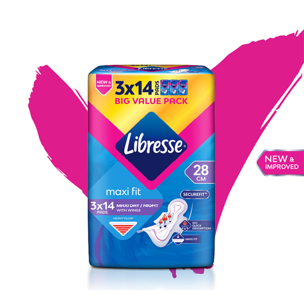 Libresse Maxi Wing Sanitary Pad 28cm 14pcs x 3