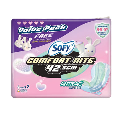 Sofy Antibac Comfort Nite Sanitary Pad 42.50cm 8pcs x 2