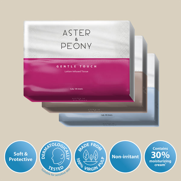Aster & Peony Gentle Touch Tissue 3 ply 100 sheets x 3 (highest price)
