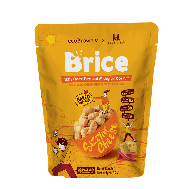 EcoBrown Brice Spicy Cheese Flavoured Wholegrain Puff Snack 40g