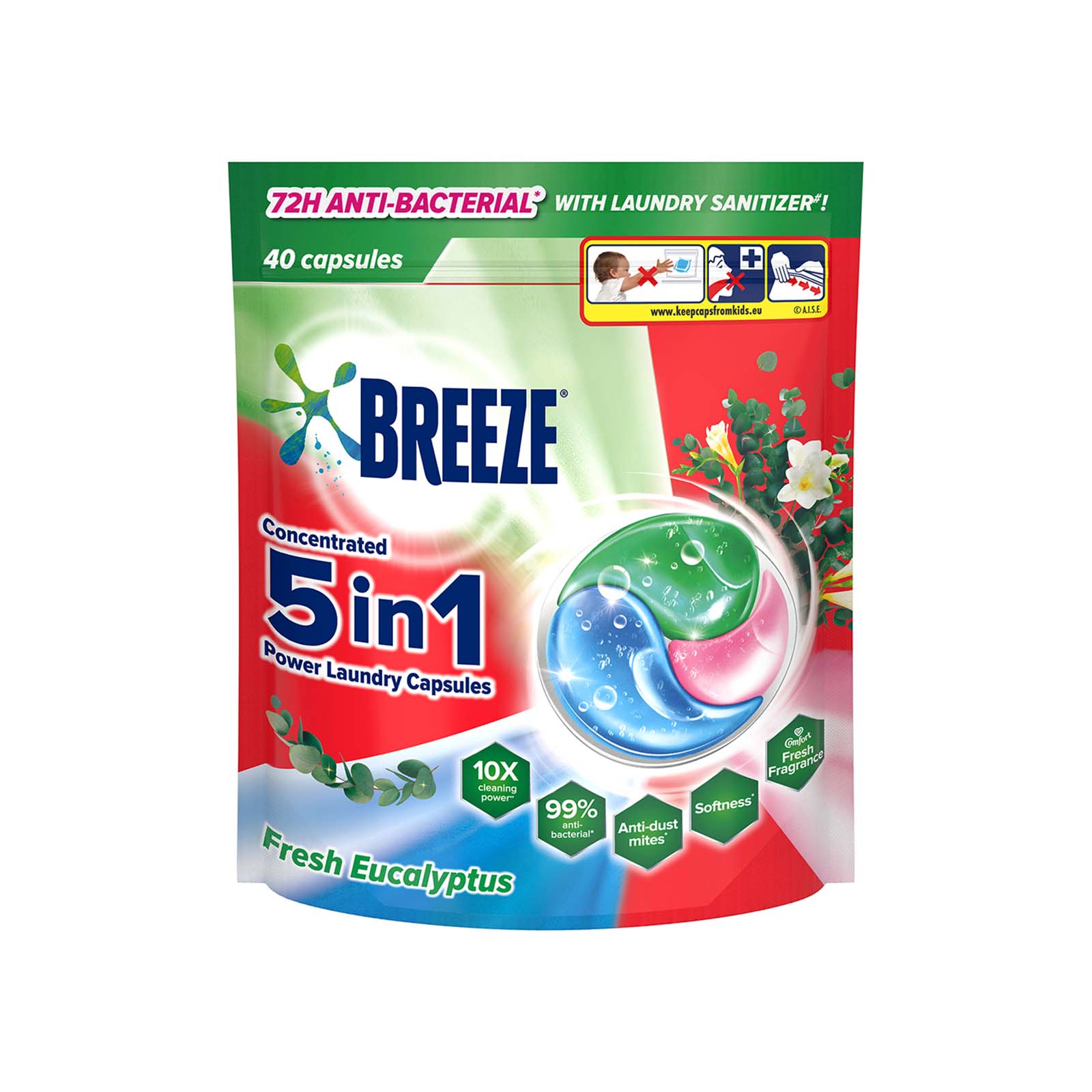 Breeze Capsules Eucalyptus Laundry Refill 420g x 40