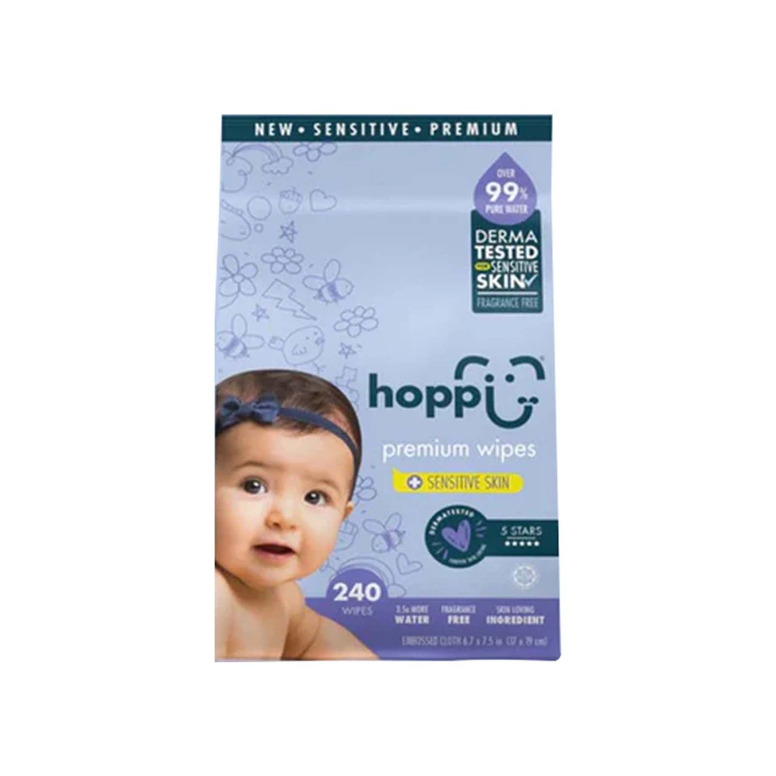 Hoppi Baby 99% Water Wipes 80pcs x 3