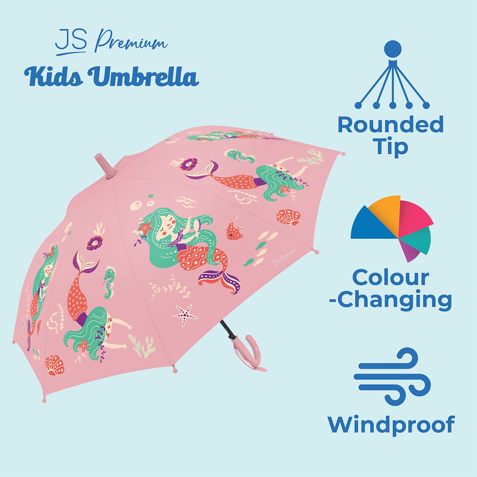 JS Premium Kids Umbrella Pink Mermaid 1unit