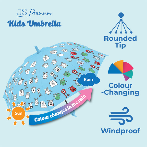 JS Premium Kids Umbrella Blue Monster 1unit
