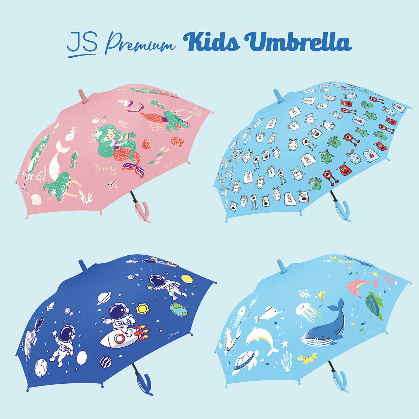 JS Premium Kids Umbrella Blue Monster 1unit
