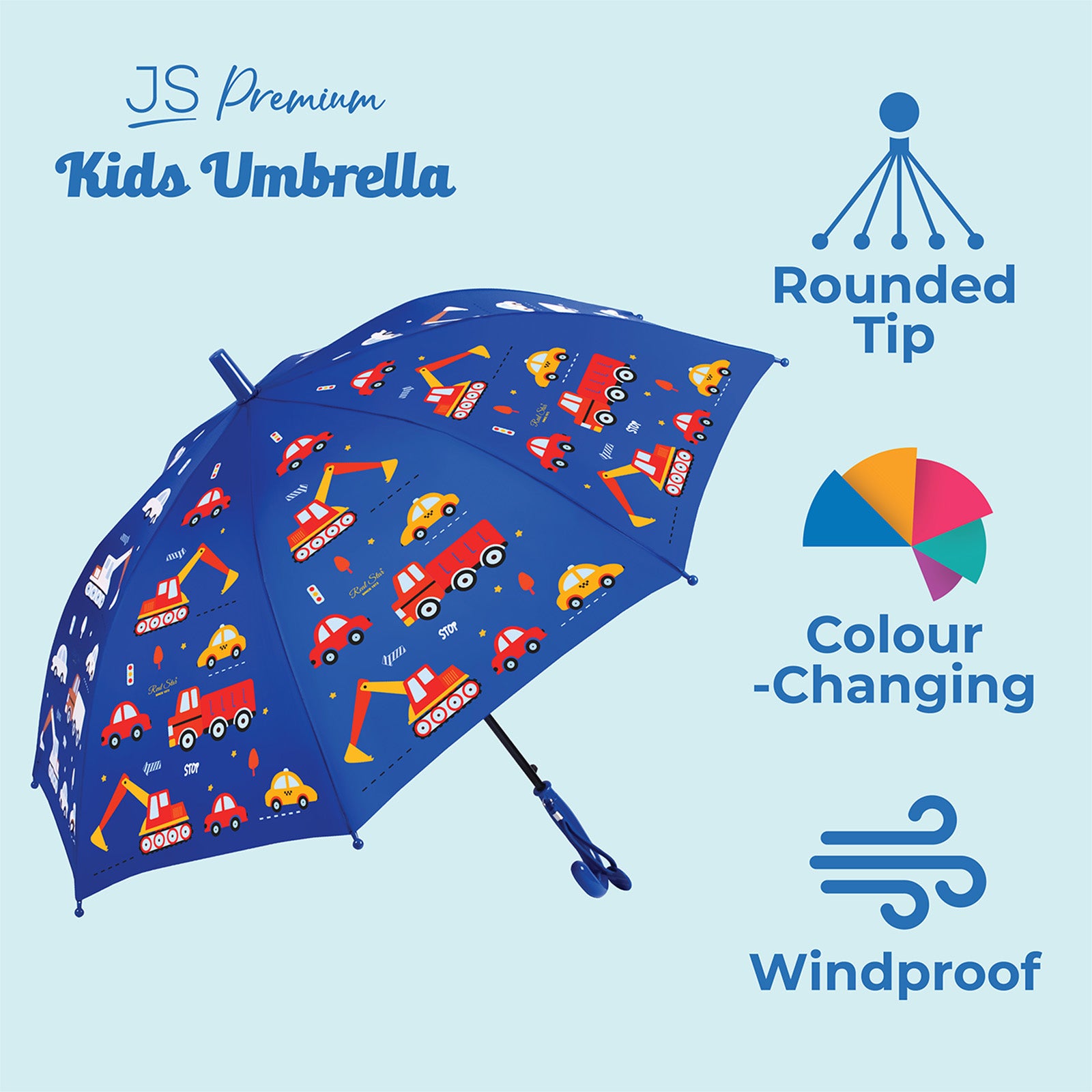 JS Premium Kids Umbrella Blue Excavator 1unit