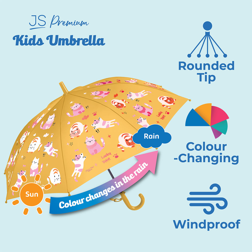 JS Premium Kids Umbrella Orange Kitten 1unit