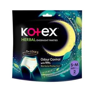 Kotex Overnight Panties Herbal Size S to M 2pcs/pack