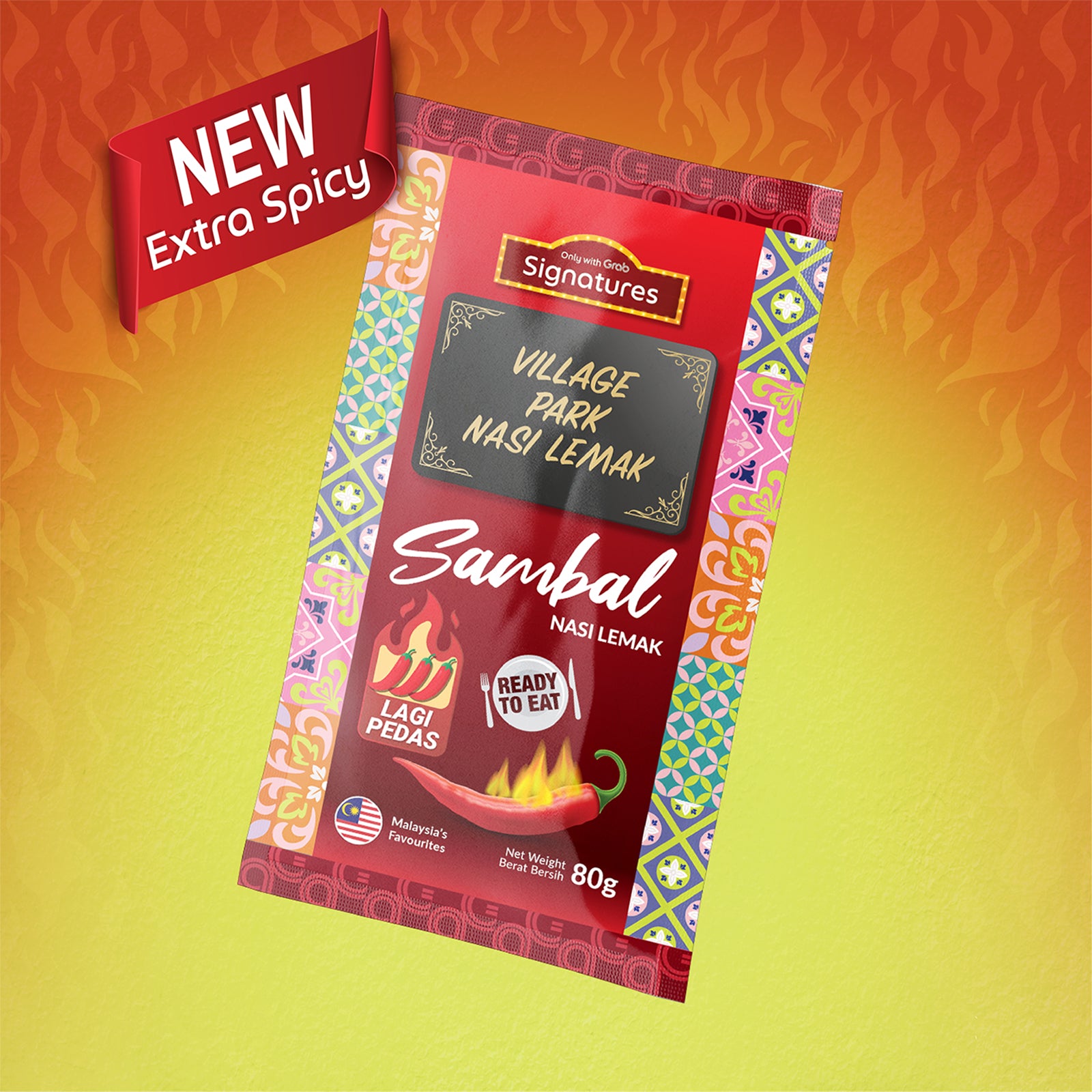 Grab Signatures Village Park Nasi Lemak Sambal Lagi Pedas Sachet 80g