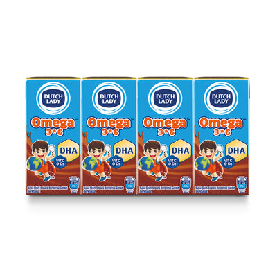 Dutch Lady Omega 3 & 6 Chocolate Milk 180ml x 4