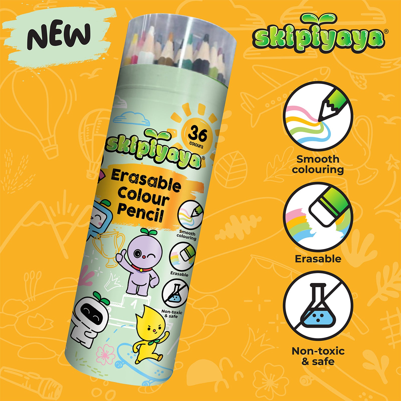 Skipiyaya Erasable Colour Pencil 1pack