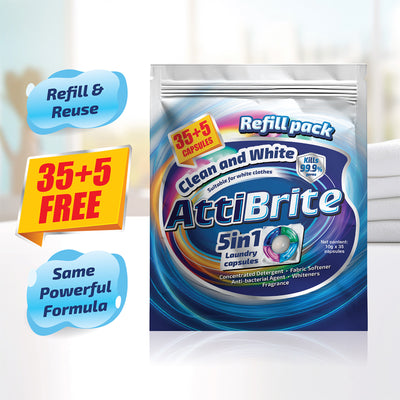 Attibrite Laundry Capsules Clean and White Refill 10g x 35