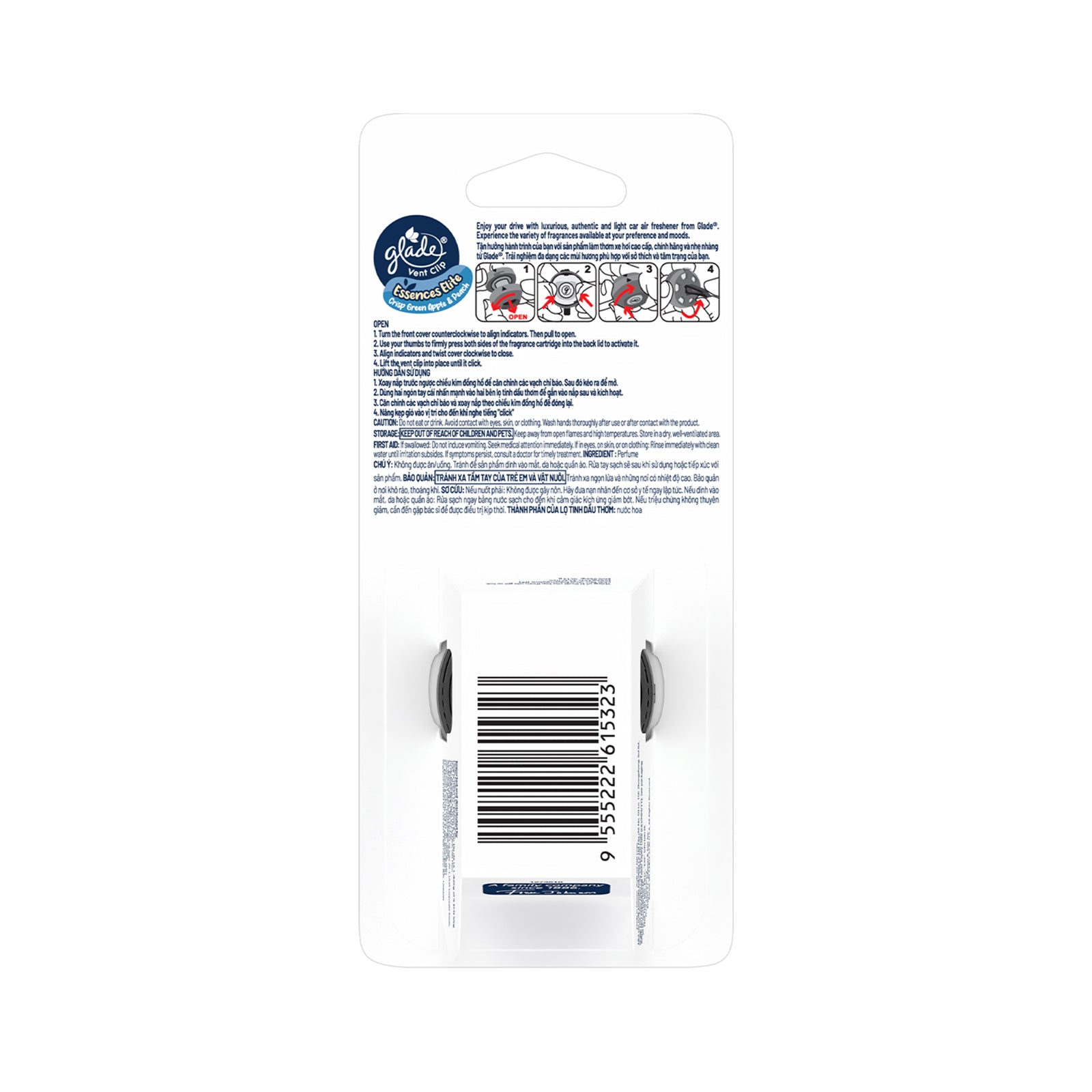 Glade Vent Clip Apple and Peach Starter Kit 2ml