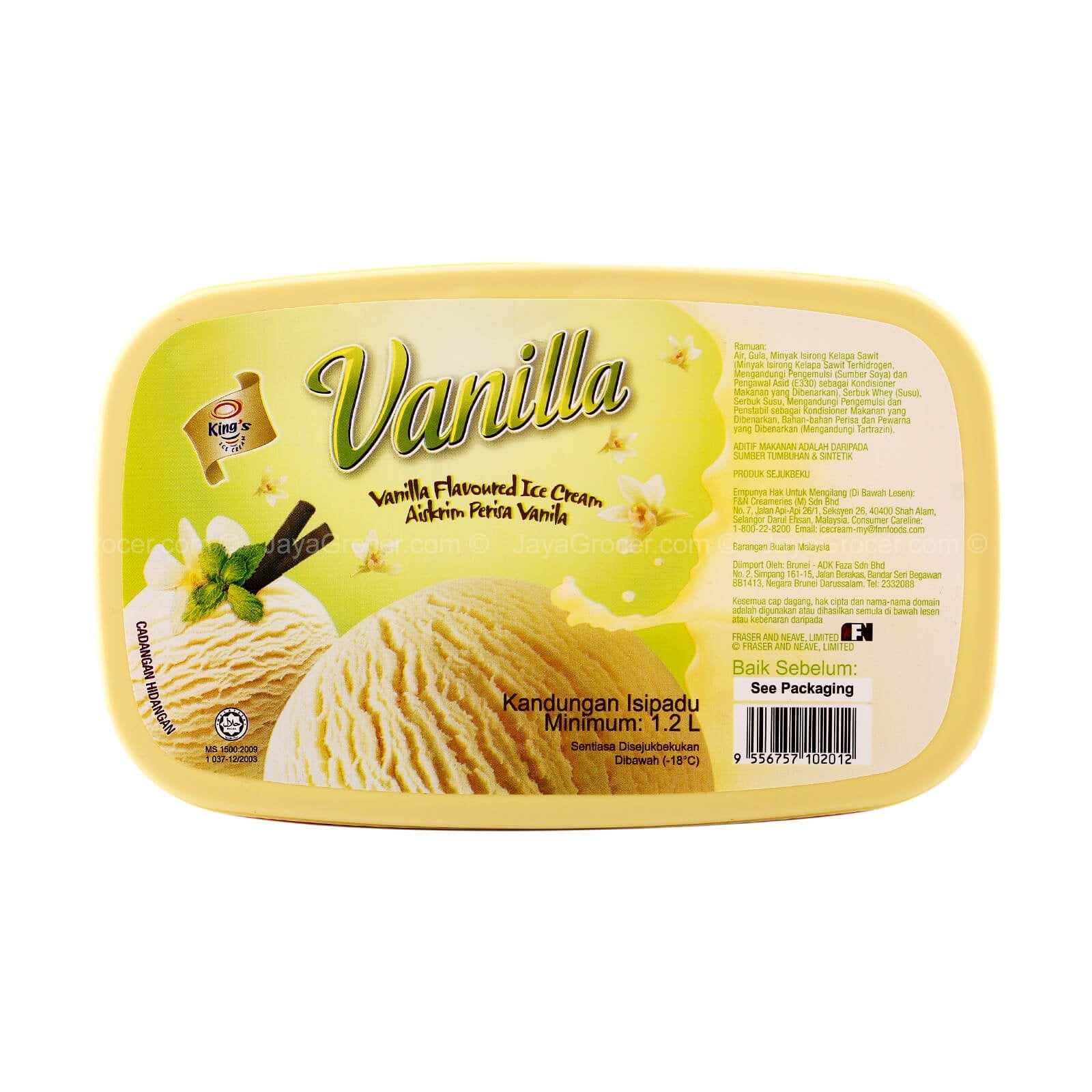 Kingâ€™s Vanilla Tub Ice Cream 1.2L