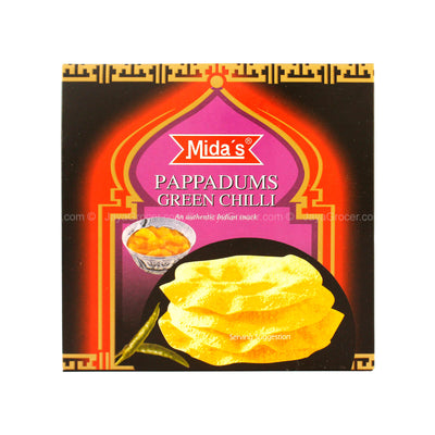 Midaâ€™s Pappadums Green Chilli 110g