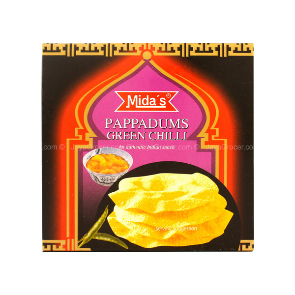 Midaâ€™s Pappadums Green Chilli 110g
