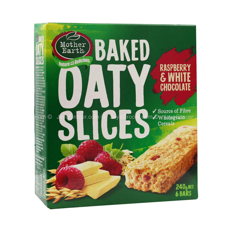 Mother Earth Baked Oaty Slices Raspberry and White Chocolate Cereal Bar 240g