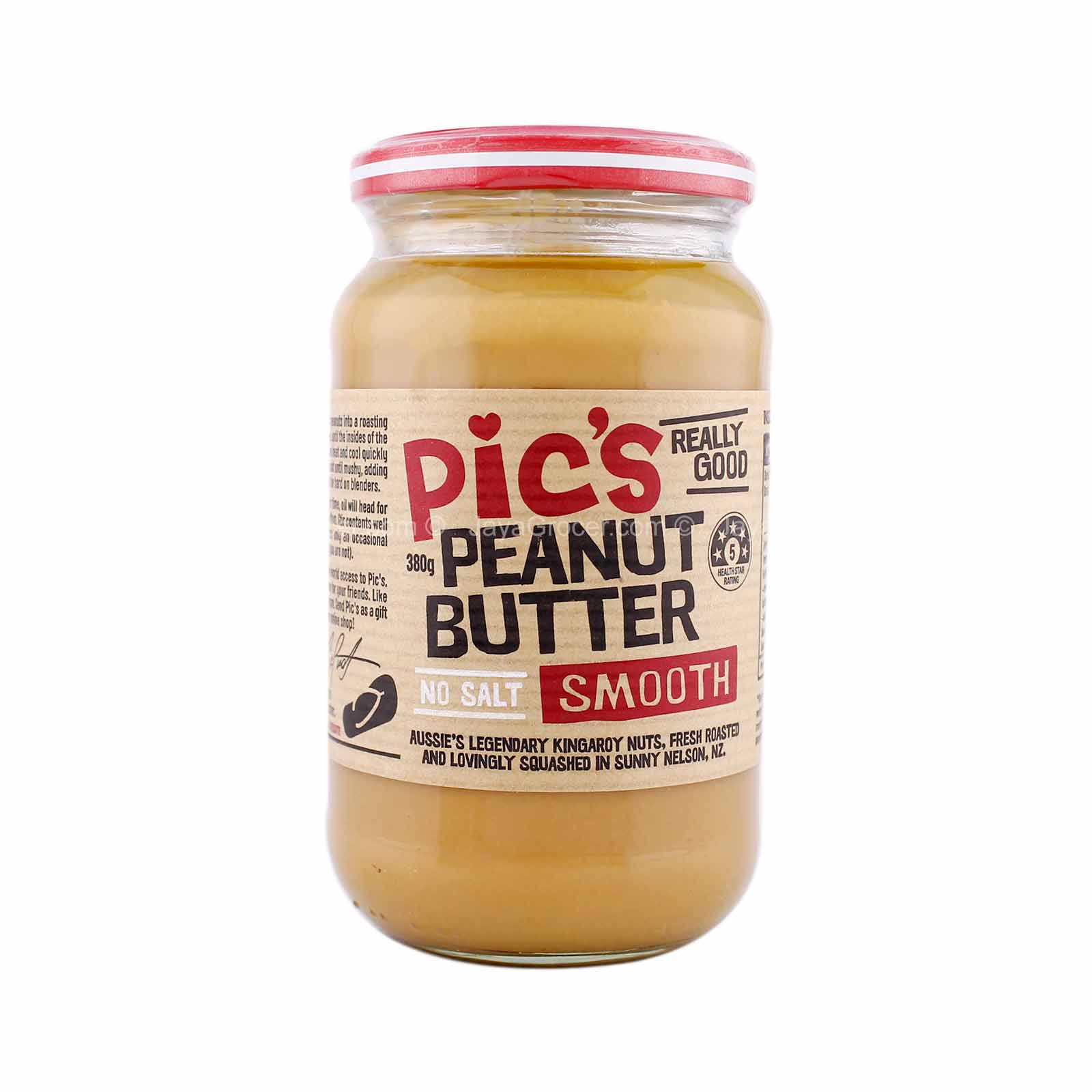 Picâ€™s Smooth Peanut Butter No Salt 380g