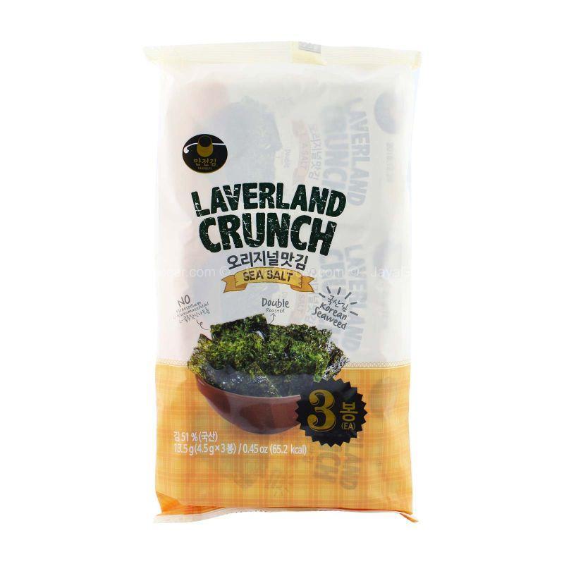 Manjun Laverland Crunch Sea salt Korean Seaweed 4.5g x 3
