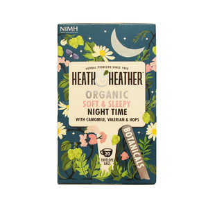 Heath & Heather Organic Soft And Sleepy Night Time Tea with Camomile, Valerian and Hops 40g