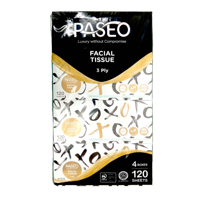 Paseo XO Facial Tissue Soft Pack 3Ply 100pcs x 4