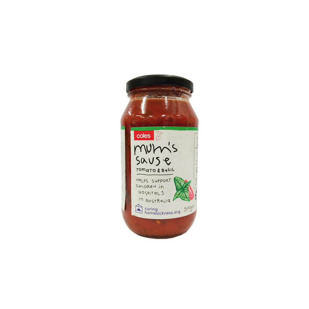 COLES MUM S SAUCE TOMATO BASIL 500G