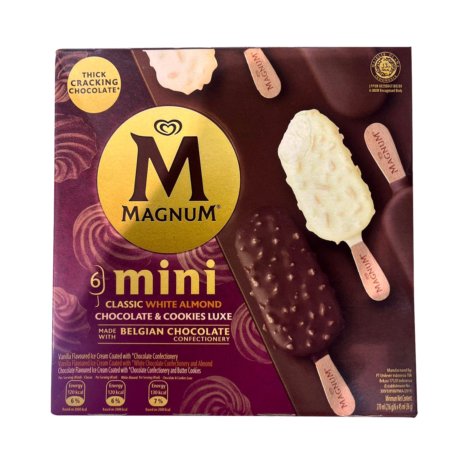 Magnum Mini Classic White Almond Chocolate and Cookies Luxe Ice Cream